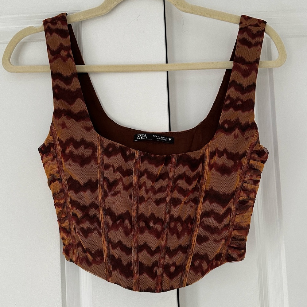 Brown Zara corset with rouging detail on side
